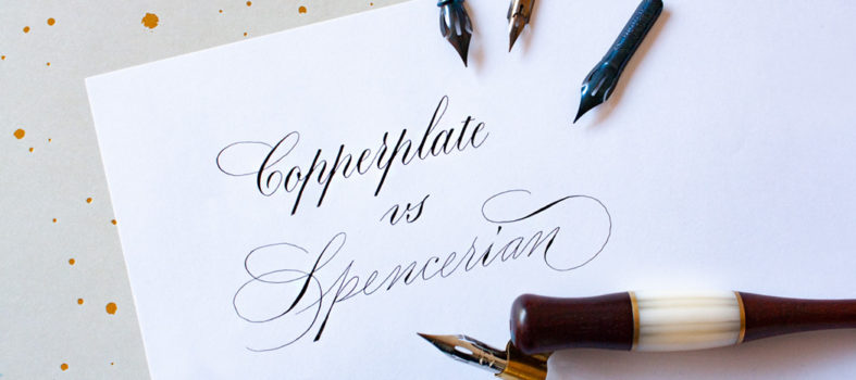 Verschil tussen Copperplate en Spencerian kalligrafie