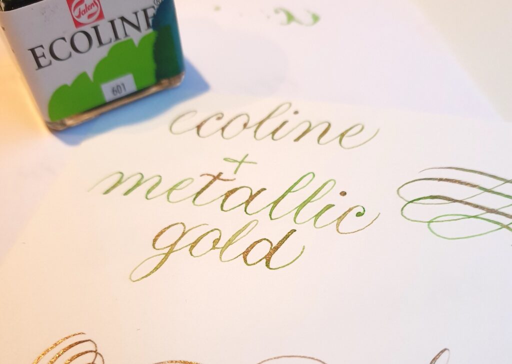 Ecoline kalligrafie met goud